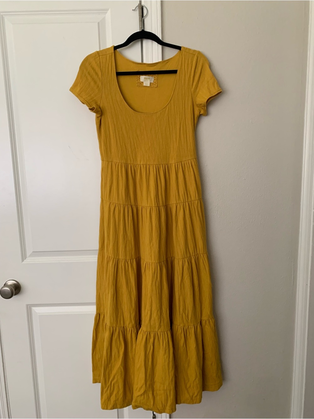 Yellow Tiered Anthropologie Maxi Dress